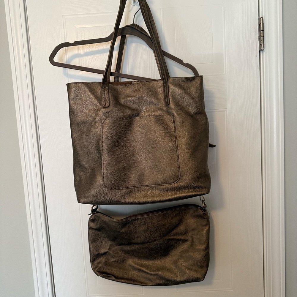 Joy Susan Metallic Bronze Tote Bag Set